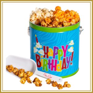 1 Gallon Happy Birthday Popcorn Tin – Choose Up to 3 Flavors | Gourmet Gift Tin | Free Shipping | Pops Corn®